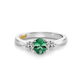 Emerald & Diamond Three Stone Ring - Dracakis Jewellers
